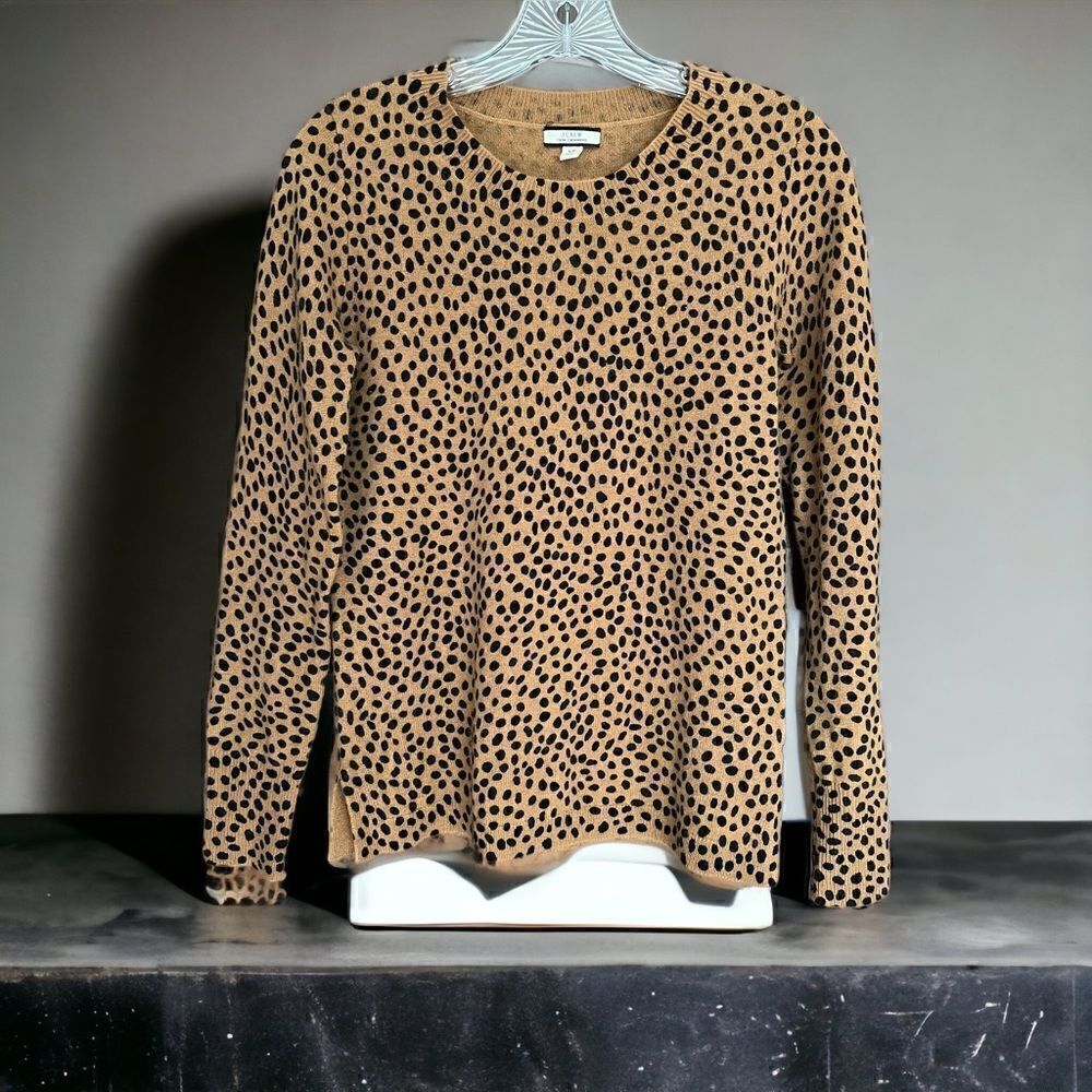 J. Crew 100% Cashmere Sweater - Cheeta Print - XS- MINT Condition